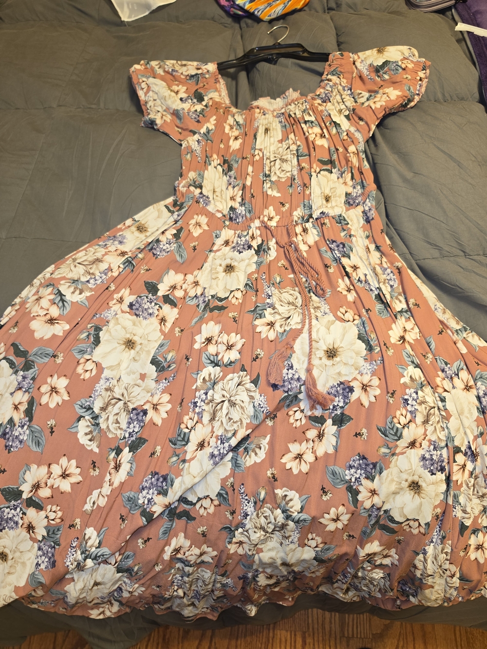 Torrid Rose-Mauve Floral Pleated Maxi Dress
